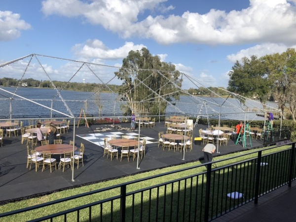 44x88 subfloor 15x15 black white checkered dance floor Helm