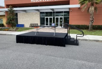 8x12x24 skirt 18 step Rosen Event Center outdoors asphalt